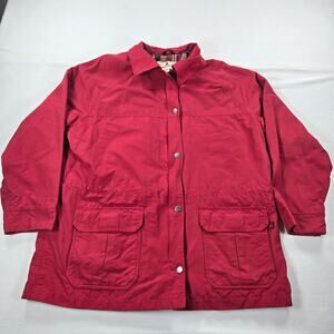 Woolrich Wool Plaid‎ Lined Ruby Red Parka Outdoor Jacket Women's Size XL